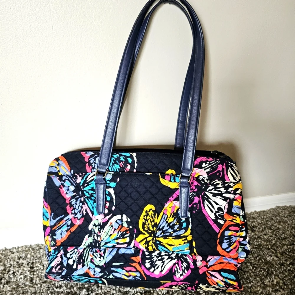 Vera Bradley Butterfly Flutter 2pc Bundle Laptop and Crossbody Purse Travel Work